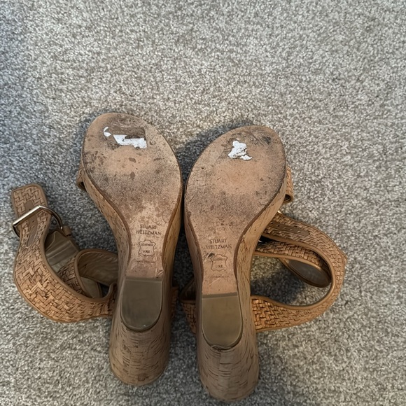 Stuart Weitzman Rattan Cork Wedge Sandal Size 10 - Picture 7 of 7